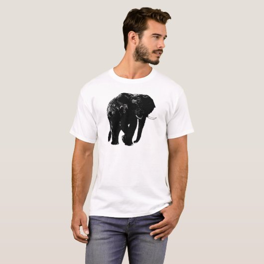 Zwart Olifant Silhouet T-shirt (Voorkant volledig)