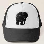 Zwart Olifant Silhouet Trucker Pet (Voorkant)