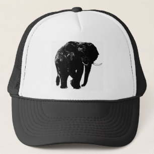 Zwart Olifant Silhouet Trucker Pet