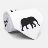 Zwart olifantenillustratiedier op Zoo Silhouet Stropdas (Opgerold)