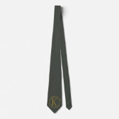 Zwart Olijf Kleur Monogrammed Groomsmen Stropdas (Voorkant)