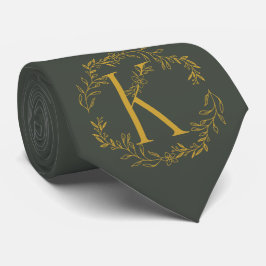 Zwart Olijf Kleur Monogrammed Groomsmen Stropdas