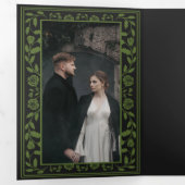 Zwart Olijf Royal middeleeuws zwaard bruiloft Drieluik Uitnodiging (Binnenzijde eerst)