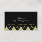 Zwart olijfgroen wit argyle trendy visitekaartje (Achterkant)
