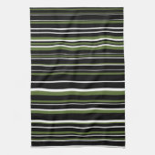 Zwart, Olijfgroen, Witte Barcode Streep Theedoek (Verticaal)