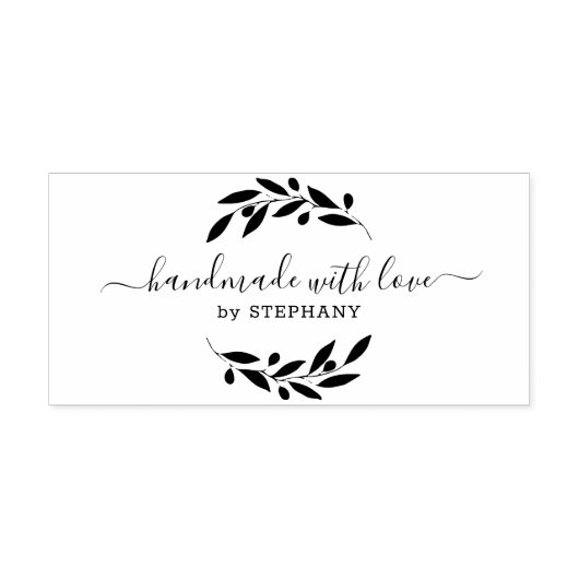 Zwart Olijfkrans Custom Moderne Typografie 2 Rubberstempel (Afrduk)