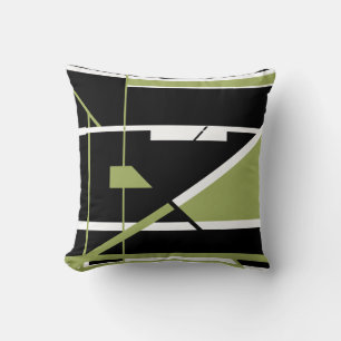 Zwart Olijfwit Geometrisch Abstract Art Design Kussen