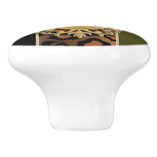 Zwart-olive Green Jaguar Animal Print Keramische Knop (Zijkant)