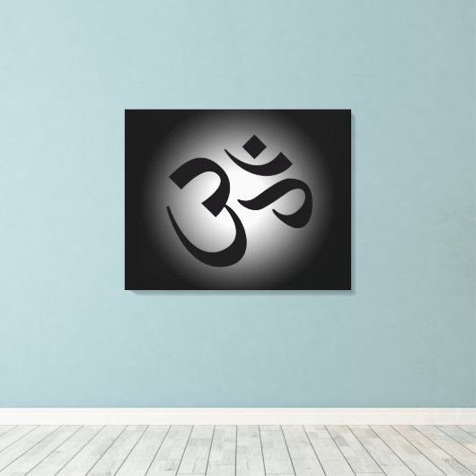 Zwart OM-symbool Canvas Afdruk (Insitu (Houten vloer))