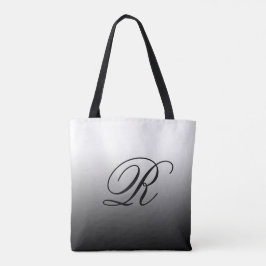 Zwart ombre boven elke kleur met monogram tote bag