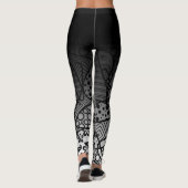 Zwart ombre met zwart-wit patroon Abstract 4 Leggings (Achterkant)