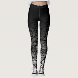 Zwart ombre met zwart-wit patroon Abstract 4 Leggings