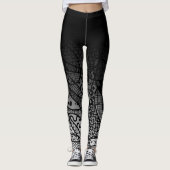 Zwart ombre met zwart-witpatroon Abstract Leggings (Voorkant)