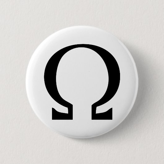 zwart omega-pictogram ronde button 5,7 cm (Voorkant)