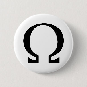 zwart omega-pictogram ronde button 5,7 cm