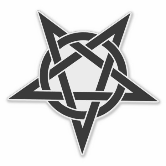 Zwart omgekeerd pentagram sticker (Voorkant)