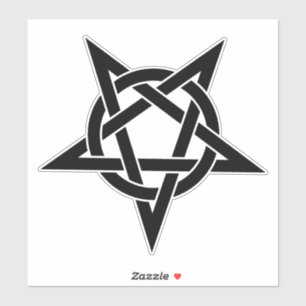Zwart omgekeerd pentagram sticker