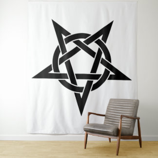 Zwart omgekeerd pentagram wandkleed
