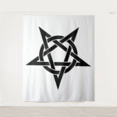 Zwart omgekeerd pentagram wandkleed (Voorkant)