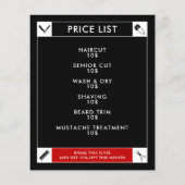 Zwart omhulde barber flyer (Achterkant)