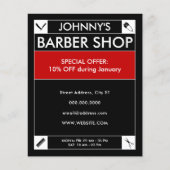 Zwart omhulde barber flyer (Voorkant)