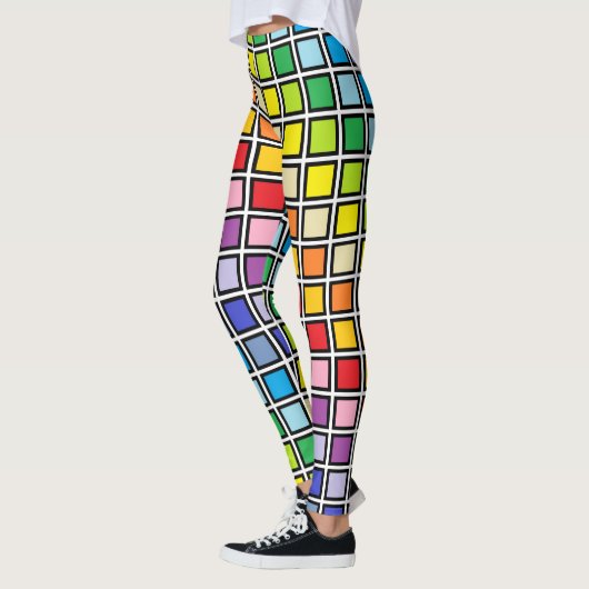 Zwart omlijnd brederspectrum regenboogpleinen leggings (Links)