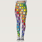 Zwart omlijnd brederspectrum regenboogpleinen leggings (Voorkant)