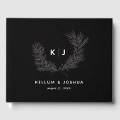 Zwart onderscheiden monogram gastenboek (Voorkant)