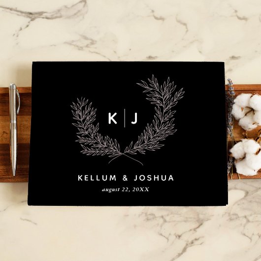 Zwart onderscheiden monogram gastenboek