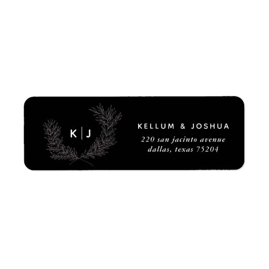 Zwart Onderscheiden Monogram retour adres labels (Voorkant)