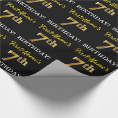 Zwart, onecht goud "7th BIRTHDAY" Cadeaupapier (Hoek)