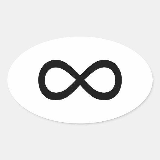 Zwart oneindigheidssymbool ovale sticker (Voorkant)