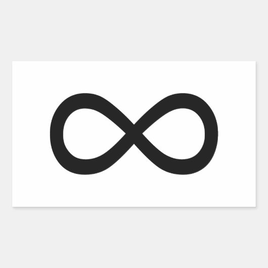 Zwart oneindigheidssymbool rechthoekige sticker (Voorkant)