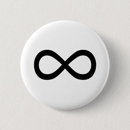 Zwart oneindigheidssymbool ronde button 5,7 cm (Voorkant)
