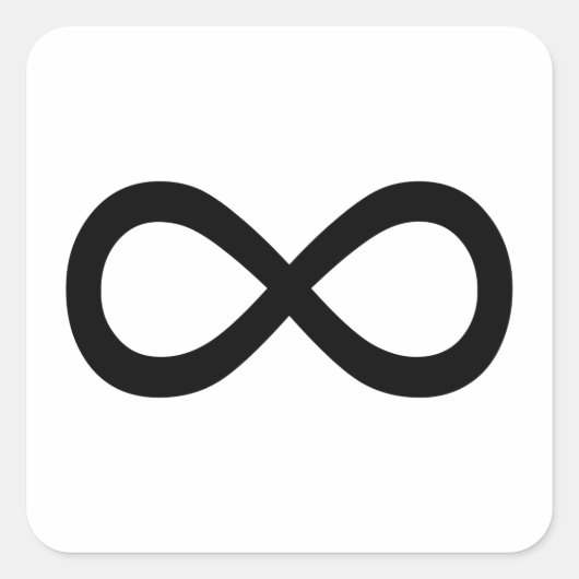 Zwart oneindigheidssymbool vierkante sticker (Voorkant)