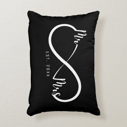 Zwart oneindigheidssymbool voor meneer en mevrouw accent kussen (Voorkant(Verticaal))