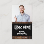 Zwart onroerend goed foto houten rustige visitekaartje (Voorkant)