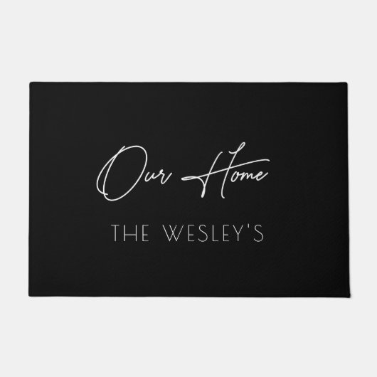 Zwart ons persoonlijk handschrift voor handmatige deurmat (Voorkant)
