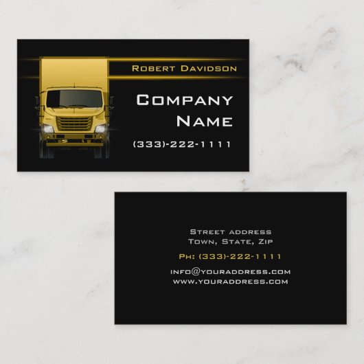 Zwart Ontwerp Gele Vrachtwagen Voorkant Brighter_C Visitekaartje (Voorkant / Achterkant)