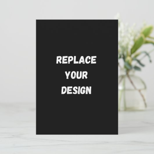 Zwart ontwerp met aangepaste foto of tekst menu (Staand voorkant)