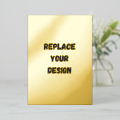 Zwart ontwerp met aangepaste tekst of foto folie uitnodiging (Staand Voorkant)