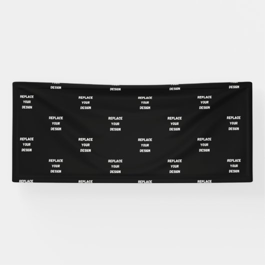 Zwart ontwerp met eigen foto of tekst spandoek (Horizontaal)