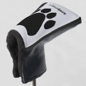 Zwart ontwerp met pootafdruk golfheadcover (3/4 voorkant)
