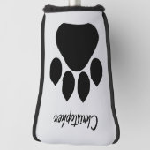 Zwart ontwerp met pootafdruk golfheadcover (Draai 90)