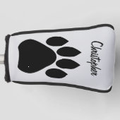 Zwart ontwerp met pootafdruk golfheadcover (Voorkant)