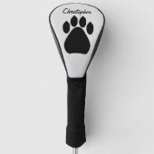 Zwart ontwerp met pootafdruk golfheadcover (Voorkant)