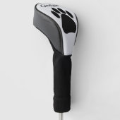 Zwart ontwerp met pootafdruk golfheadcover (Schuin)