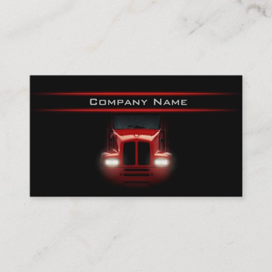 Zwart ontwerp Rode vrachtwagen vooraan donkerdere  Visitekaartje (Voorkant)