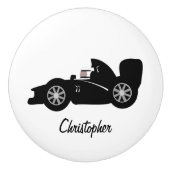 Zwart ontwerp voor raceauto keramische knop (Voorkant)