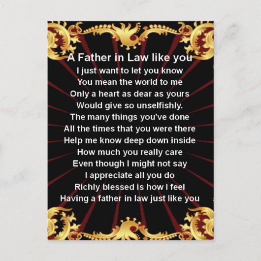 Zwart ontwerpVader in rechtsgedicht Briefkaart (Voorkant)